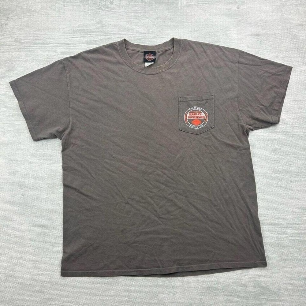 Vintage Harley Davidson Shirt Adult XL Gray Motorcycle Biker Shield Pocket Logo